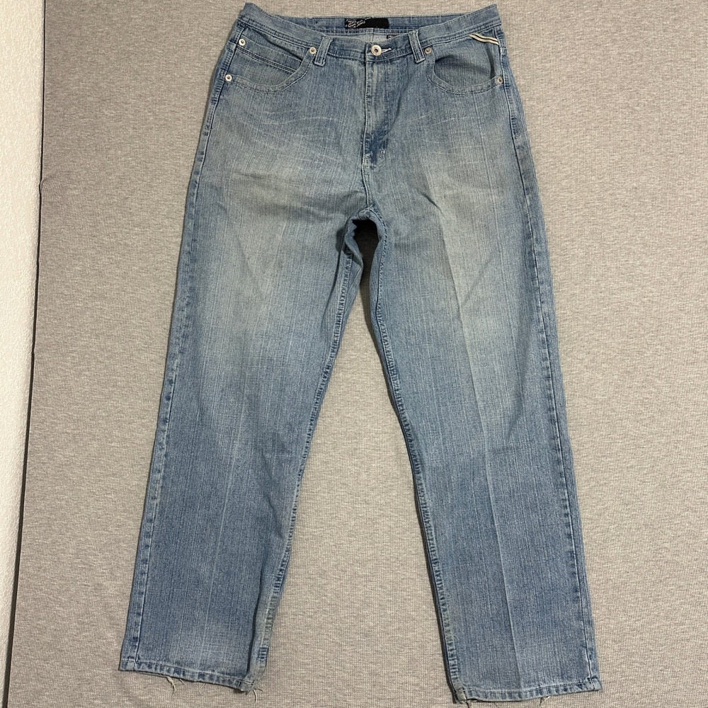 Royal Blue Jeans Light Wash Straight Leg Denim Blue Casual Pant Mens 38x33